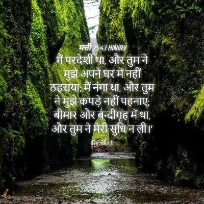 Picture 04 - मत्ती 25:43 HINIRV - मैं परदेशी था, और - Bible Verse Picture