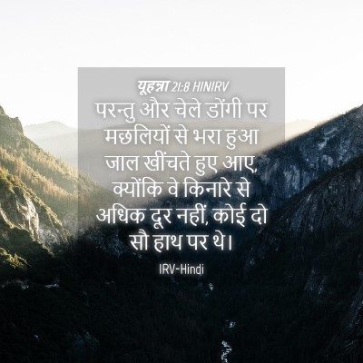 Picture 04 - यूहन्ना 21:8 HINIRV - परन्तु और चेले - Bible Verse Picture