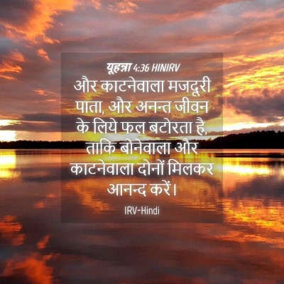 Picture 04 - यूहन्ना 4:36 HINIRV - और काटनेवाला - Bible Verse Picture