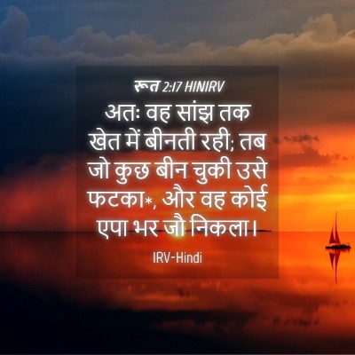 Picture 04 - रूत 2:17 HINIRV - अतः वह सांझ तक खेत - Bible Verse Picture