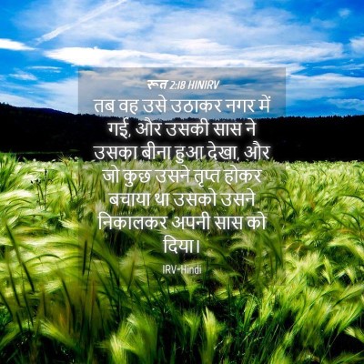 Picture 04 - रूत 2:18 HINIRV - तब वह उसे उठाकर नगर - Bible Verse Picture