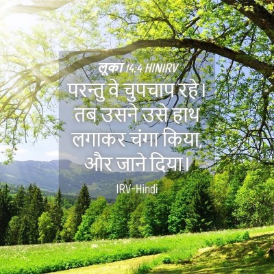 Picture 04 - लूका 14:4 HINIRV - परन्तु वे चुपचाप - Bible Verse Picture