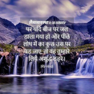 Picture 04 - लैव्यव्यवस्था 11:38 HINIRV - पर यदि बीज पर जल - Bible Verse Picture