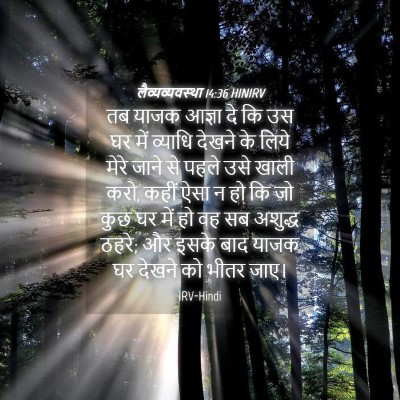 Picture 04 - लैव्यव्यवस्था 14:36 HINIRV - तब याजक आज्ञा दे कि - Bible Verse Picture