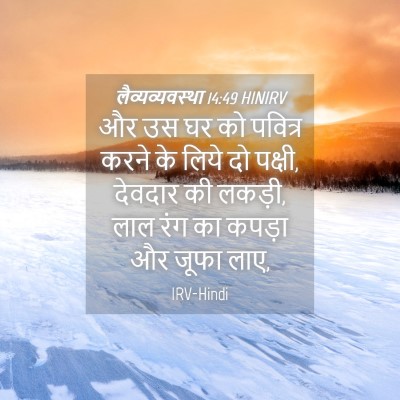 Picture 04 - लैव्यव्यवस्था 14:49 HINIRV - और उस घर को पवित्र - Bible Verse Picture