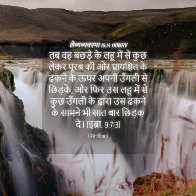 Picture 04 - लैव्यव्यवस्था 16:14 HINIRV - तब वह बछड़े के लहू - Bible Verse Picture