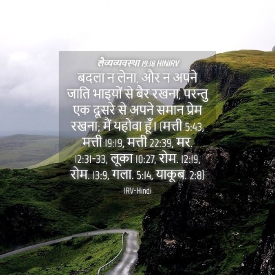 Picture 04 - लैव्यव्यवस्था 19:18 HINIRV - बदला न लेना, और न - Bible Verse Picture