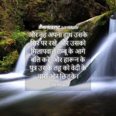 Picture 04 - लैव्यव्यवस्था 3:13 HINIRV - और वह अपना हाथ उसके - Bible Verse Picture