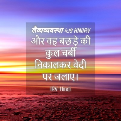 Picture 04 - लैव्यव्यवस्था 4:19 HINIRV - और वह बछड़े की कुल - Bible Verse Picture