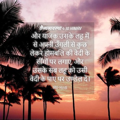 Picture 04 - लैव्यव्यवस्था 4:30 HINIRV - और याजक उसके लहू - Bible Verse Picture