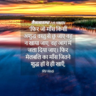 Picture 04 - लैव्यव्यवस्था 7:19 HINIRV - “फिर जो माँस किसी - Bible Verse Picture