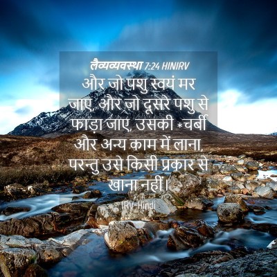 Picture 04 - लैव्यव्यवस्था 7:24 HINIRV - और जो पशु स्वयं मर - Bible Verse Picture