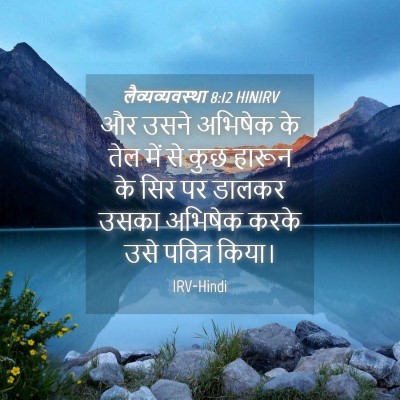 Picture 04 - लैव्यव्यवस्था 8:12 HINIRV - और उसने अभिषेक के - Bible Verse Picture