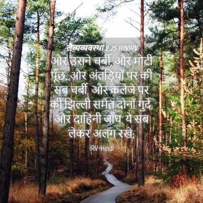 Picture 04 - लैव्यव्यवस्था 8:25 HINIRV - और उसने चर्बी, और - Bible Verse Picture