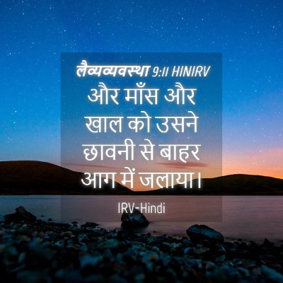Picture 04 - लैव्यव्यवस्था 9:11 HINIRV - और माँस और खाल को - Bible Verse Picture