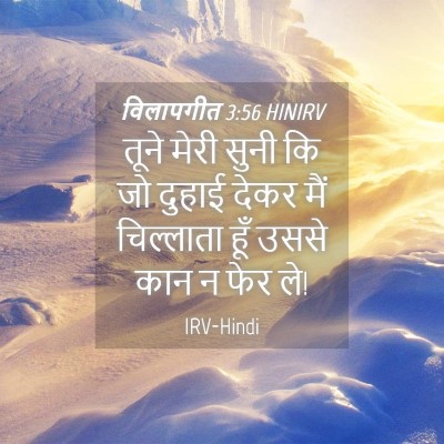Picture 04 - विलापगीत 3:56 HINIRV - तूने मेरी सुनी कि - Bible Verse Picture