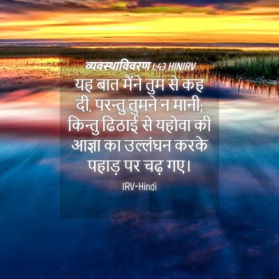 Picture 04 - व्यवस्थाविवरण 1:43 HINIRV - यह बात मैंने तुम से - Bible Verse Picture