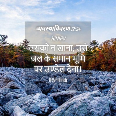 Picture 04 - व्यवस्थाविवरण 12:24 HINIRV - उसको न खाना; उसे जल - Bible Verse Picture