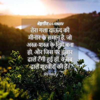 Picture 04 - श्रेष्ठगीत 4:4 HINIRV - तेरा गला दाऊद की - Bible Verse Picture
