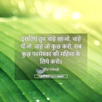 Picture 05 - 1 कुरिन्थियों 10:31 HINIRV - इसलिए तुम चाहे खाओ, - Bible Verse Picture