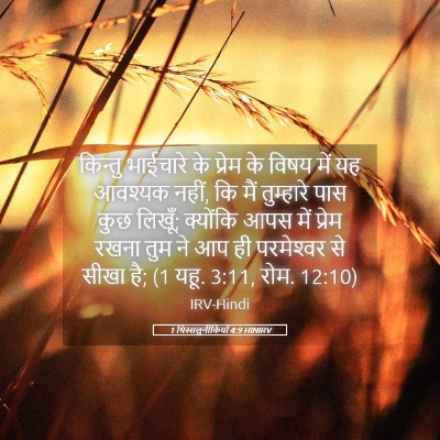 Picture 05 - 1 थिस्सलुनीकियों 4:9 HINIRV - किन्तु भाईचारे के - Bible Verse Picture