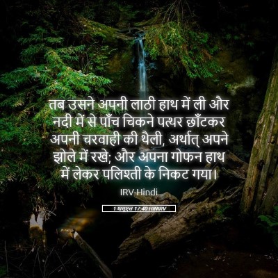 Picture 05 - 1 शमूएल 17:40 HINIRV - तब उसने अपनी लाठी - Bible Verse Picture
