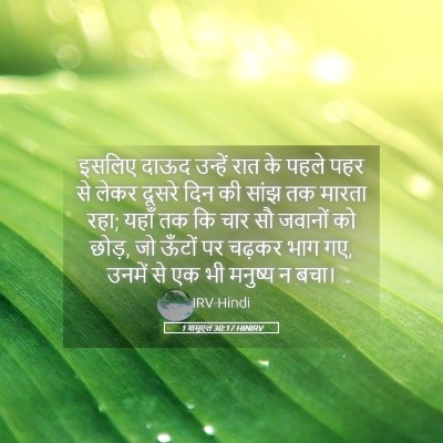 Picture 05 - 1 शमूएल 30:17 HINIRV - इसलिए दाऊद उन्हें - Bible Verse Picture