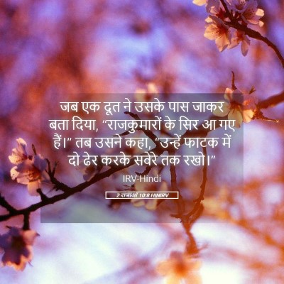 Picture 05 - 2 राजाओं 10:8 HINIRV - जब एक दूत ने उसके - Bible Verse Picture