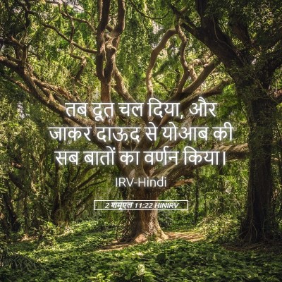 Picture 05 - 2 शमूएल 11:22 HINIRV - तब दूत चल दिया, और - Bible Verse Picture