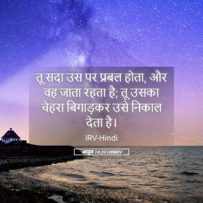 Picture 05 - अय्यूब 14:20 HINIRV - तू सदा उस पर प्रबल - Bible Verse Picture
