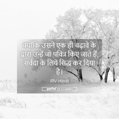 Picture 05 - इब्रानियों 10:14 HINIRV - क्योंकि उसने एक ही - Bible Verse Picture