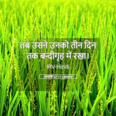 Picture 05 - उत्पत्ति 42:17 HINIRV - तब उसने उनको तीन - Bible Verse Picture