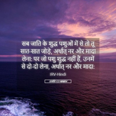 Picture 05 - उत्पत्ति 7:2 HINIRV - सब जाति के शुद्ध - Bible Verse Picture