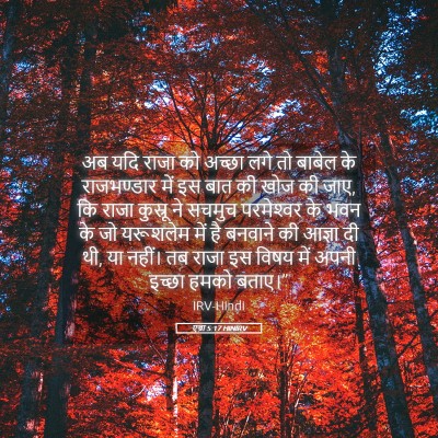 Picture 05 - एज्रा 5:17 HINIRV - अब यदि राजा को - Bible Verse Picture