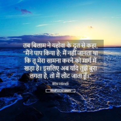 Picture 05 - गिनती 22:34 HINIRV - तब बिलाम ने यहोवा - Bible Verse Picture