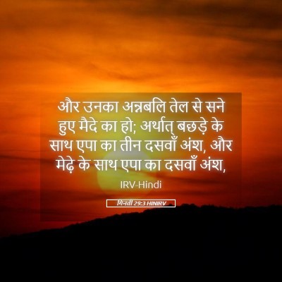 Picture 05 - गिनती 29:3 HINIRV - और उनका अन्नबलि - Bible Verse Picture