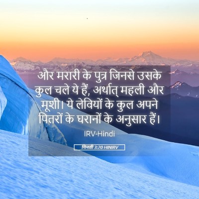 Picture 05 - गिनती 3:20 HINIRV - और मरारी के पुत्र - Bible Verse Picture
