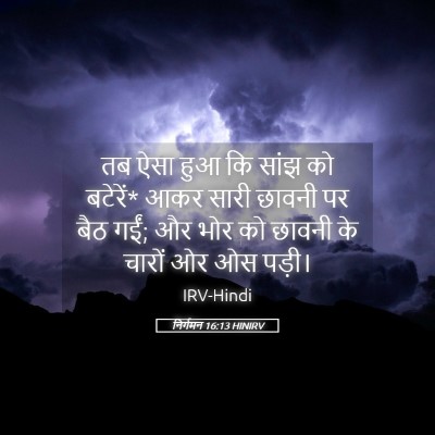 Picture 05 - निर्गमन 16:13 HINIRV - तब ऐसा हुआ कि सांझ - Bible Verse Picture