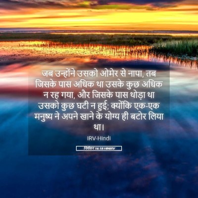 Picture 05 - निर्गमन 16:18 HINIRV - जब उन्होंने उसको - Bible Verse Picture