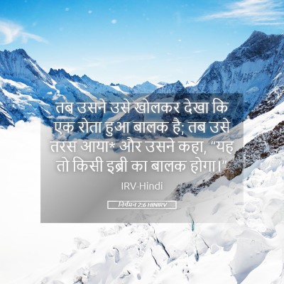 Picture 05 - निर्गमन 2:6 HINIRV - तब उसने उसे खोलकर - Bible Verse Picture