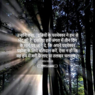 Picture 05 - निर्गमन 5:3 HINIRV - उन्होंने कहा, - Bible Verse Picture