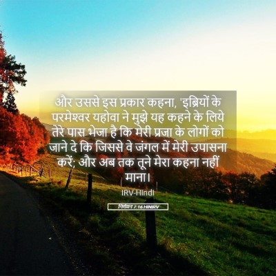 Picture 05 - निर्गमन 7:16 HINIRV - और उससे इस प्रकार - Bible Verse Picture