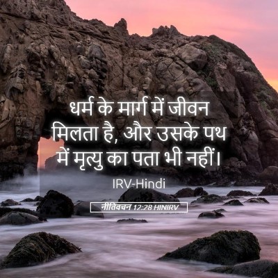 Picture 05 - नीतिवचन 12:28 HINIRV - धर्म के मार्ग में - Bible Verse Picture