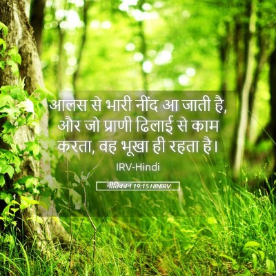 Picture 05 - नीतिवचन 19:15 HINIRV - आलस से भारी नींद आ - Bible Verse Picture