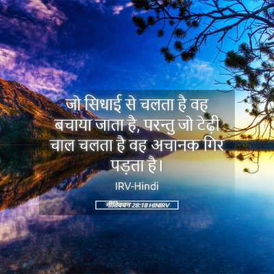 Picture 05 - नीतिवचन 28:18 HINIRV - जो सिधाई से चलता है - Bible Verse Picture