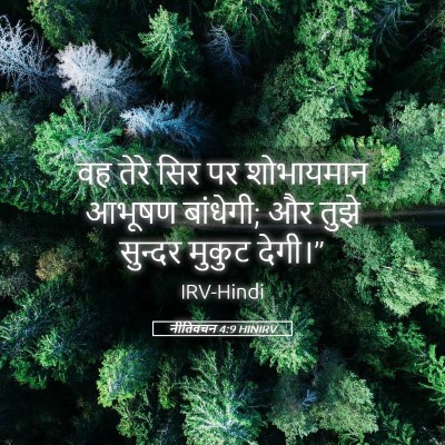 Picture 05 - नीतिवचन 4:9 HINIRV - वह तेरे सिर पर - Bible Verse Picture