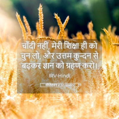 Picture 05 - नीतिवचन 8:10 HINIRV - चाँदी नहीं, मेरी - Bible Verse Picture
