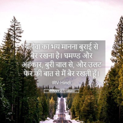 Picture 05 - नीतिवचन 8:13 HINIRV - यहोवा का भय मानना - Bible Verse Picture
