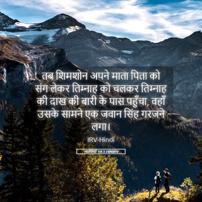 Picture 05 - न्यायियों 14:5 HINIRV - तब शिमशोन अपने - Bible Verse Picture