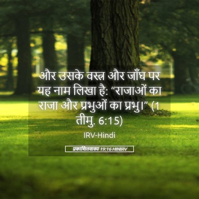 Picture 05 - प्रकाशितवाक्य 19:16 HINIRV - और उसके वस्त्र और - Bible Verse Picture
